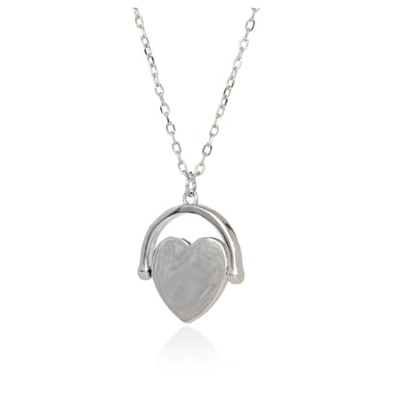 Sterling Silver Italian Heart Spinner Pendant 46cm