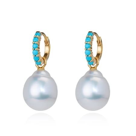 Matahina 12-13mm South Sea Pearl & Gem Earrings 14ct Yellow Gold