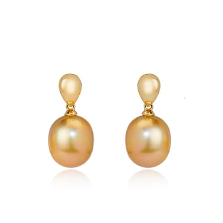 Matahina 11-12mm Gold South Sea Oval Pearl Earrings 18ct YG