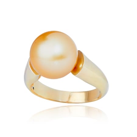 Matahina 12-13mm Intense Gold Button South Sea Pearl Ring 9ct YG