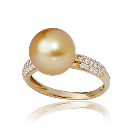 Matahina 10-11mm Gold South Sea Pearl & 0.22ct Dia. Ring 18ct YG