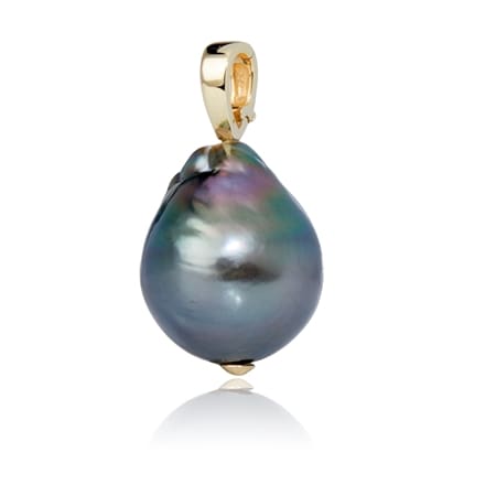 Matahina 17- 20mm Tahitian Peacock Baroque Pearl Pendant 14ct YG