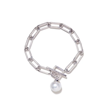 Matahina 12-13mm White South Sea Pearl Chain Link Bracelet SS