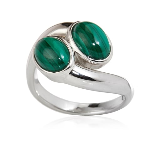 3.2ct African Malachite Oval Ring Sterling Silver