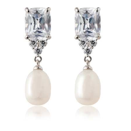 Marilyn Monroe Diamonesque 14.42ct Pearl Drop Earring SS