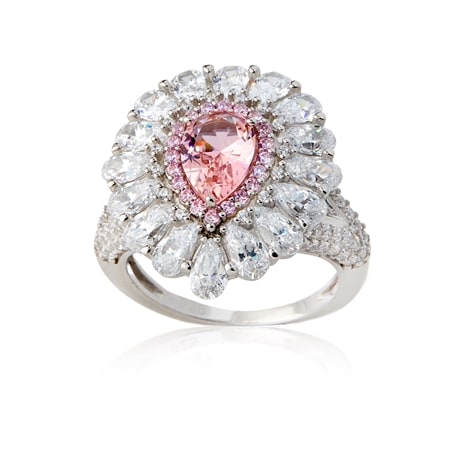 Marilyn Monroe Diamonesque 6.32ct tw Pear Drop Ring SS