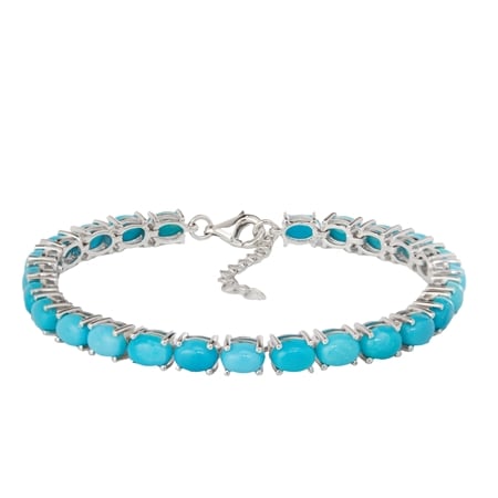 18.4ct Sleeping Beauty Turquoise Beaded Bracelet 19cm Sterling Silver
