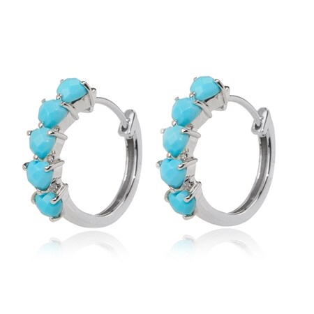 2.7ct Sleeping Beauty Turquoise Huggie Earrings Sterling Silver