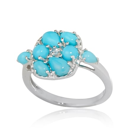 2.2ct Sleeping Beauty Turquoise Mosaic Ring Sterling Silver