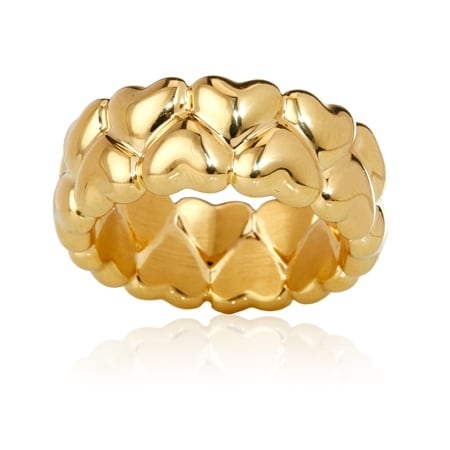 Oro Nuovo 14ct Gold Double Row Heart Ring