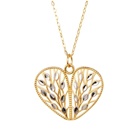 Splendido 14ct Yellow Gold Lucente Heart Two Tone  Necklace 50cm