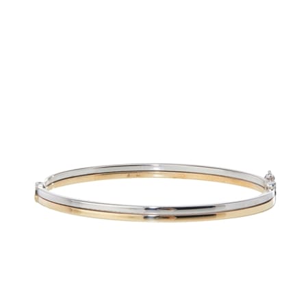 9ct Two Colour Gold 4mm Double-Tube Bangle