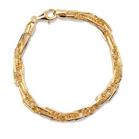 9ct Yellow Gold Diamond Cut 5mm Prince of Wales and Ball Bracelet 19cm