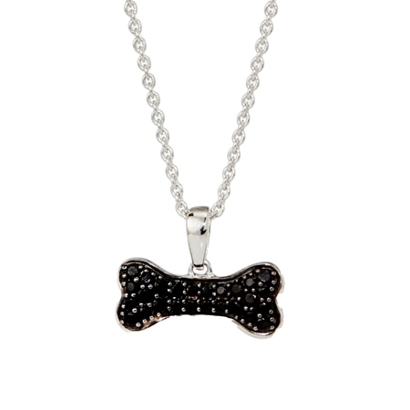 0.3ct Black Spinel Dog Bone Pendant Sterling Silver
