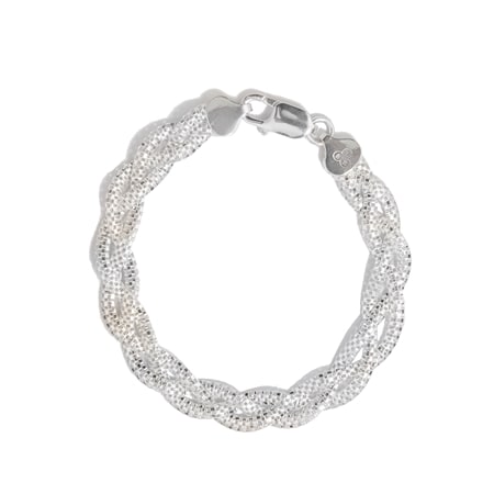 Sterling Silver Italian Braided Popcorn Chain Bracelet 19cm