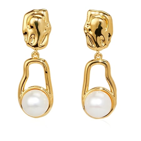 Barcs Australia Coastal FWP Earrings 18ct Gold Plated