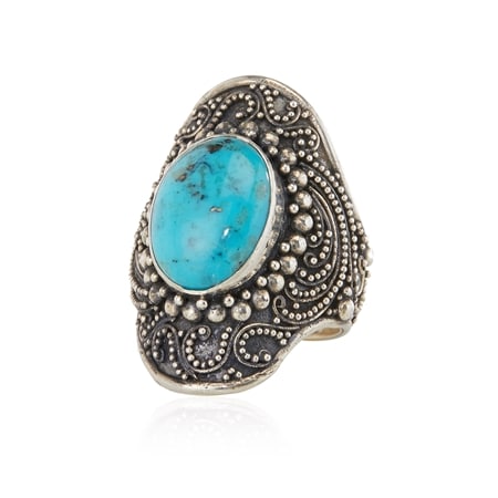 Samuel B Turquoise Shield Ring Sterling Silver