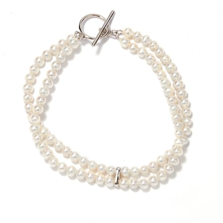 3.50-4.00mm White FWP & Dia. Double Row Bracelet 9ct WG 19cm