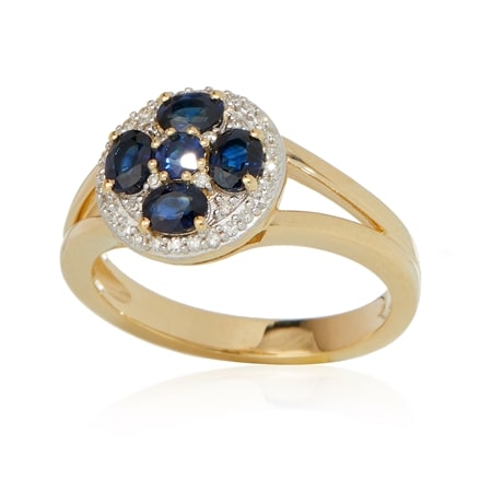 0.69ct Kings Plains Sapphire & 0.12ct Dia. Circle Ring 9ct Yellow Gold