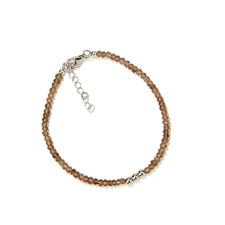 17.5ct Smoky Quartz Beaded Bracelet 19cm Sterling Silver