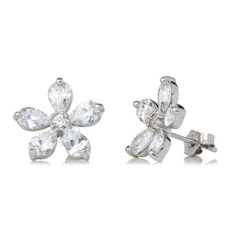 Diamonesque by Charlie Lapson 5.1ct tw Flower  Stud Earrings Sterling Silve