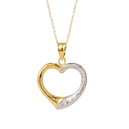 18ct Yellow Gold Italian Heart Pendant 45cm