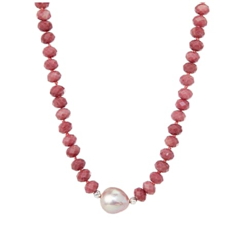 Gems of the Orient 11-12mm Baroque Pearl & Rhodonite Necklace SS