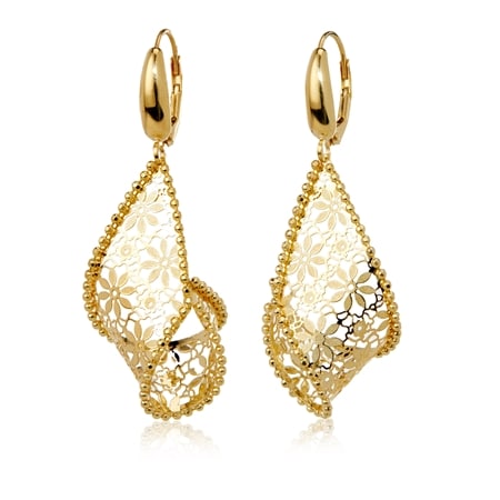 Splendido 14ct Gold Ricami Twirl Earrings 30mm