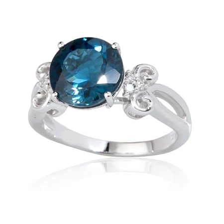 3.22ct Marambaia London Blue Topaz & Dia. Ring 9ct WG