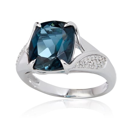 4.99ct Marambaia London Blue Topaz & Dia. Ring 9ct WG