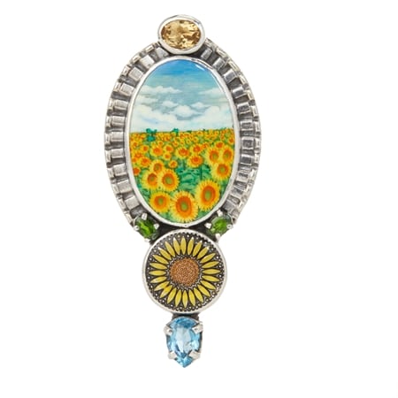 Amy Kahn Russell Sunflower & Citrine Pendant Sterling Silver