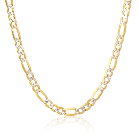 9ct Two Colour Gold Figaro Chain Necklace 45cm