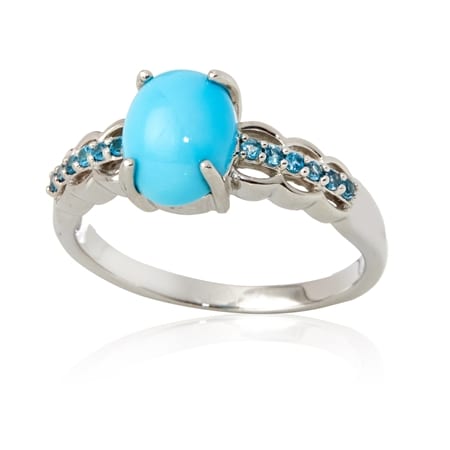 1.4ct Sleeping Beauty Turquoise & Blue Topaz Ring Sterling Silver