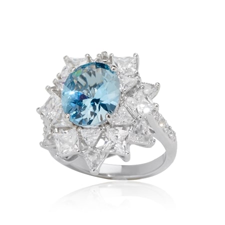 Charles Winston Diamonesque 8.9ct tw Sim. Blue Diamond Ring Sterling Silver