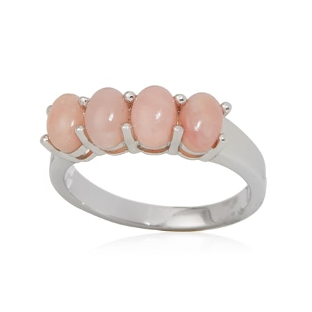 1.7ct Peruvian Pink Opal Oval Ring Sterling Silver