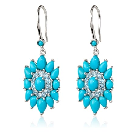 6.0ct Sleeping Beauty Turquoise Star Earrings Sterling Silver