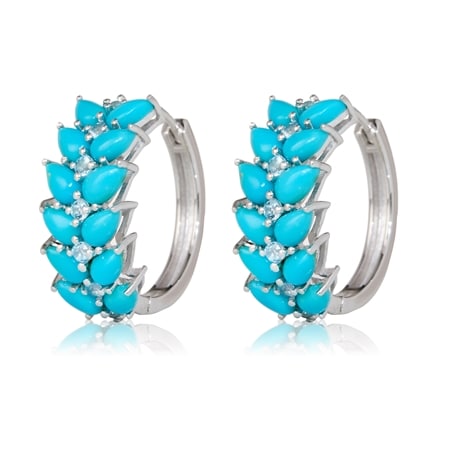 4.5ct Sleeping Beauty Turquoise Huggie Earrings Sterling Silver