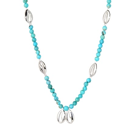 35.9ct Sleeping Beauty Turquoise Beaded Necklace 50cm Sterling Silver