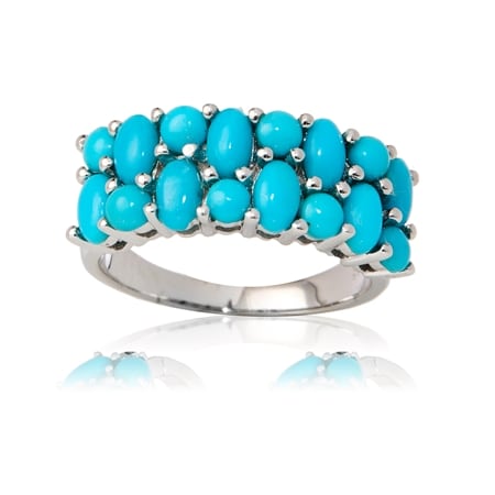 2.2ct Sleeping Beauty Turquoise Oval Ring Sterling Silver