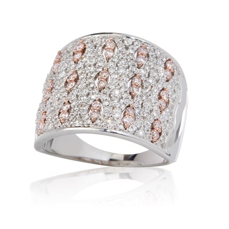 1.00ct Pink & White Diamond Abstract Ring 9ct White and Rose Gold