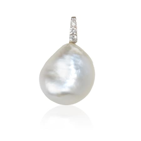 Matahina 11-12 mm White Keshi Baroque South Sea Pearl & Dia. Pendant 18ct W