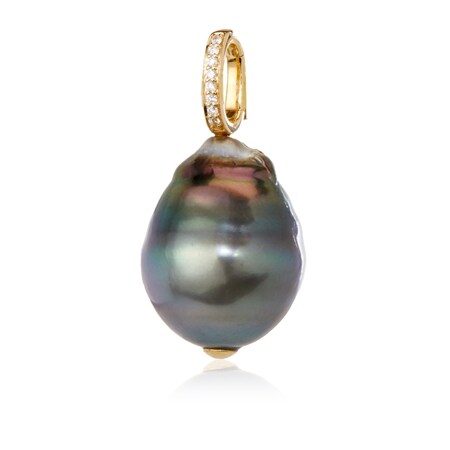 Matahina 17-20mm Baroque Drop Tahitian Pearl & Dia. Pendant 18ct YG