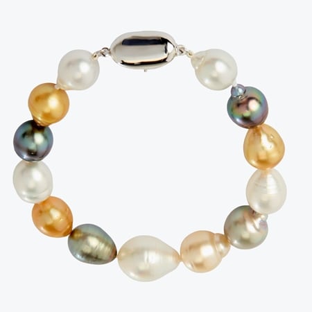 Matahina 10-12mm Multi South Sea Pearl Bracelet Sterling Silver