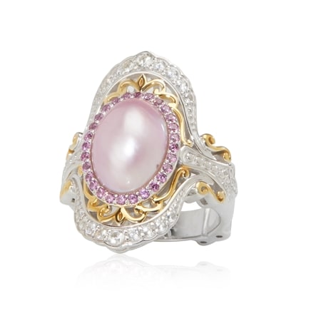 Dallas Prince Pink Mabe Pearl Statement Ring Sterling Silver