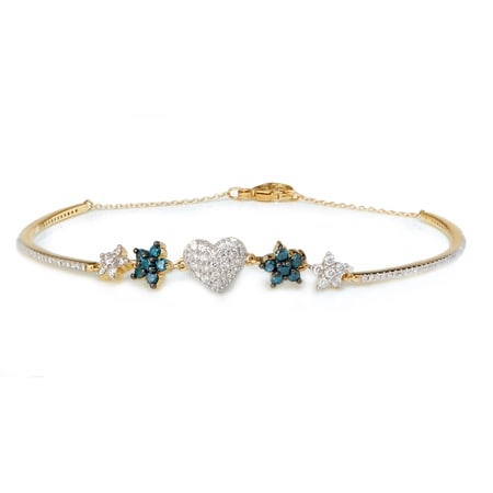 1.00ct Blue & White Diamond Heart & Star Bracelet 9ct Gold