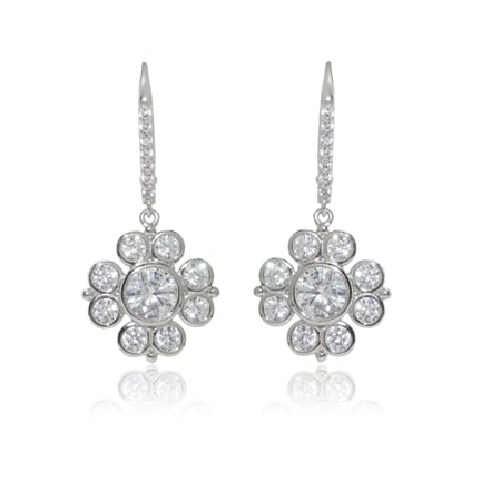 Diamonesque by Charlie Lapson 3.6ct tw Floral Drop Earrings Sterling Silver