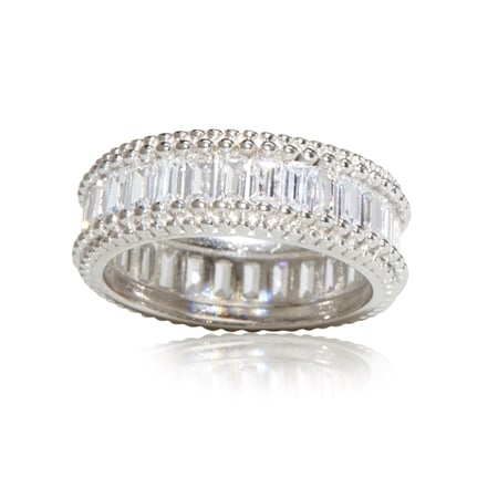 Diamonesque by Charlie Lapson 2.9ct tw Baguette Ring Sterling Silver