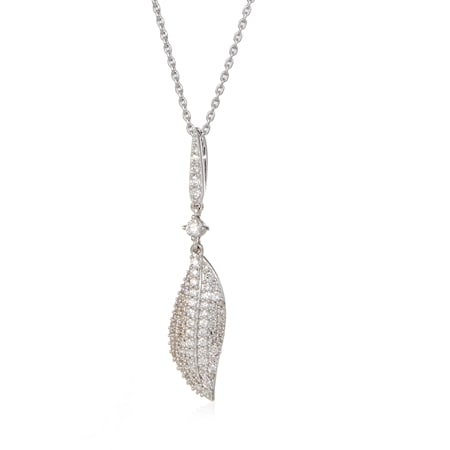 0.50ct Natural Diamond Leaf Drop Pendant 9ct WG 50cm