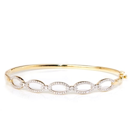 0.50ct Natural Diamond Circle Chain Bangle 9ct Yellow Gold