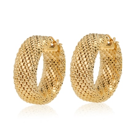 Oro Nuovo 14ct Yellow Gold Mesh Hoop Earrings